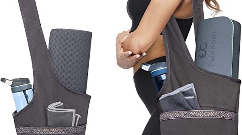 woman carrying yoga mat bag