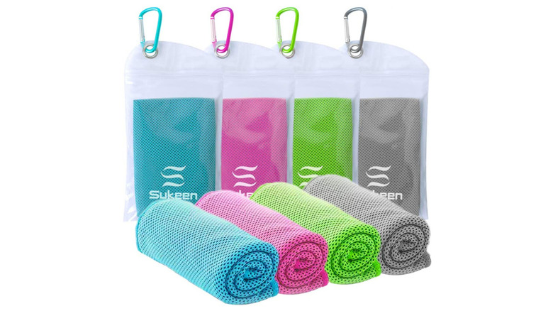 set of four colorful towels