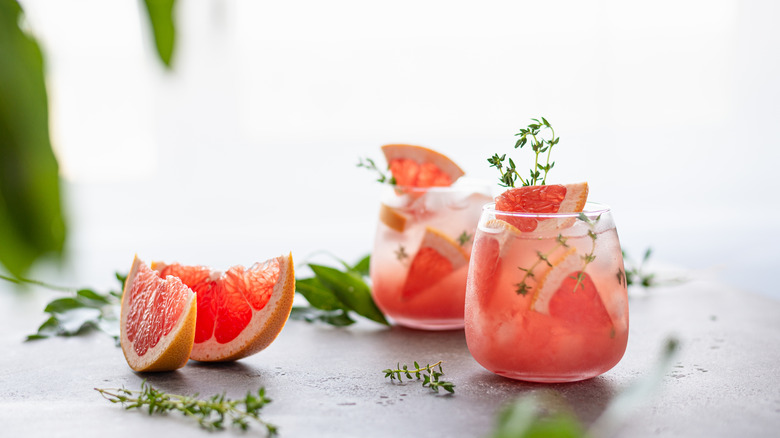 fresh grapefruit juice in glasses