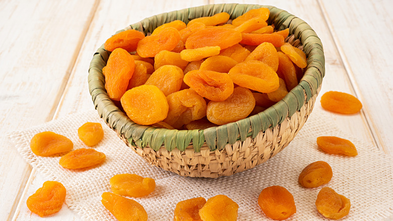 Bowl of dried apricots