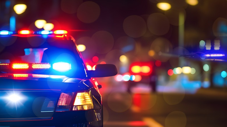 Police cars on city street