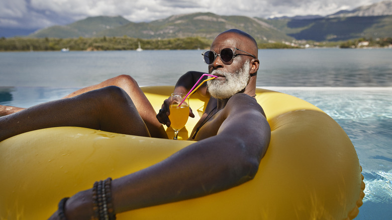 Elderly man relaxing on vacation