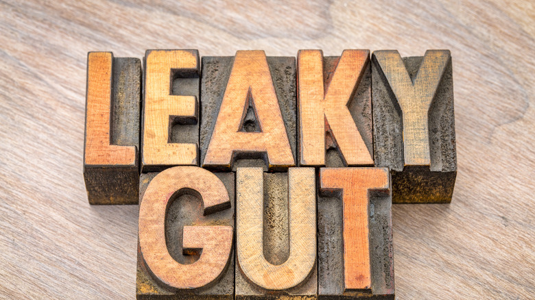 "Leaky Gut" spelled out on wood printing blocks