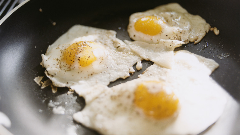 eggs in frying pan