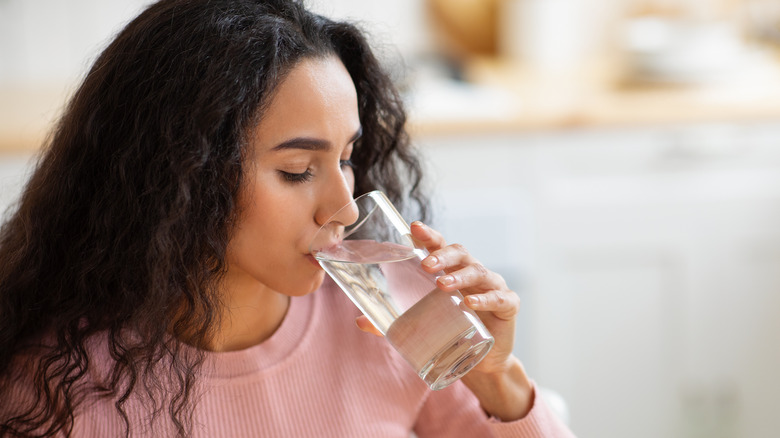 woman drinking water