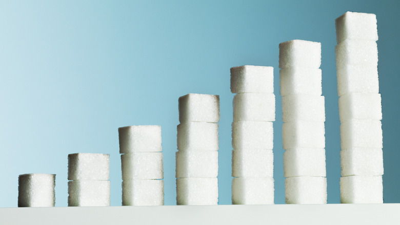 Sugar cubes stacked in ascending order