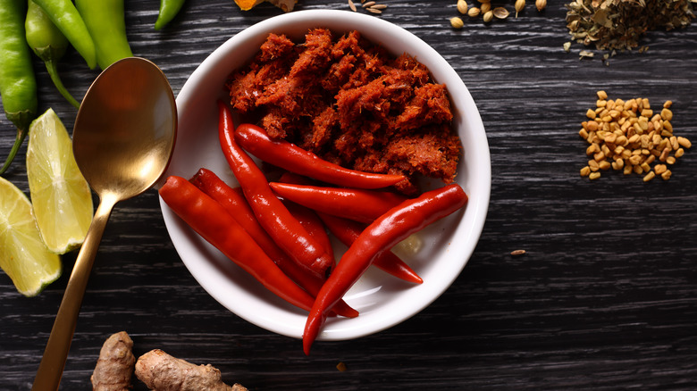 Dried chili peppers ground to powder