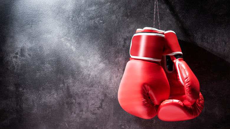 a pair of red boxing gloves