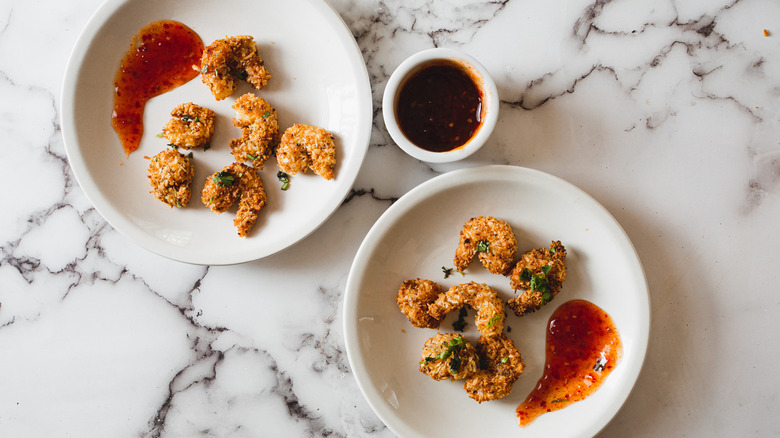 air fryer coconut shrimp served