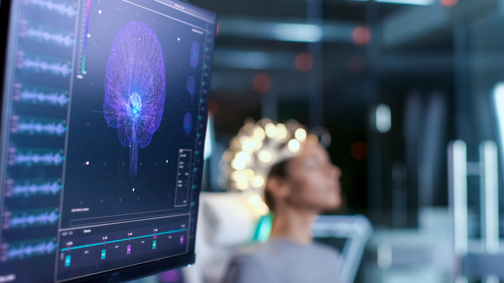 Woman getting an EEG