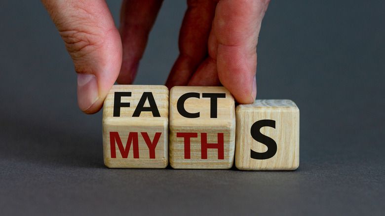 facts vs. myths in wooden cubes