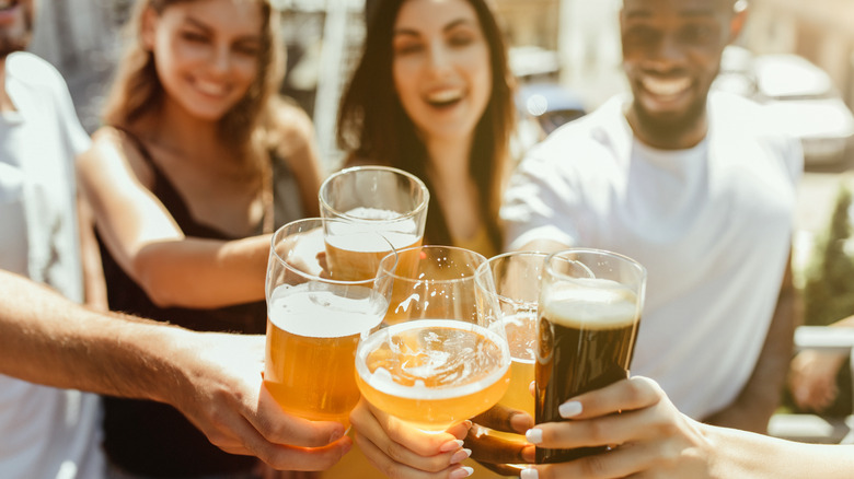 group of friends with beer