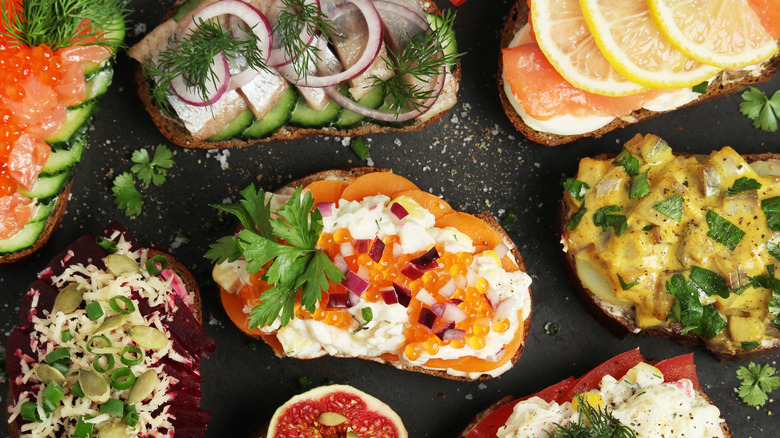 Traditional Scandinavian open-faced sandwiches