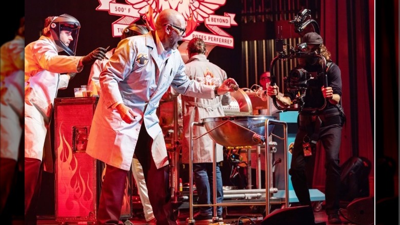 Alton Brown filming a show