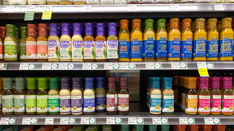 salad dressings on shelf