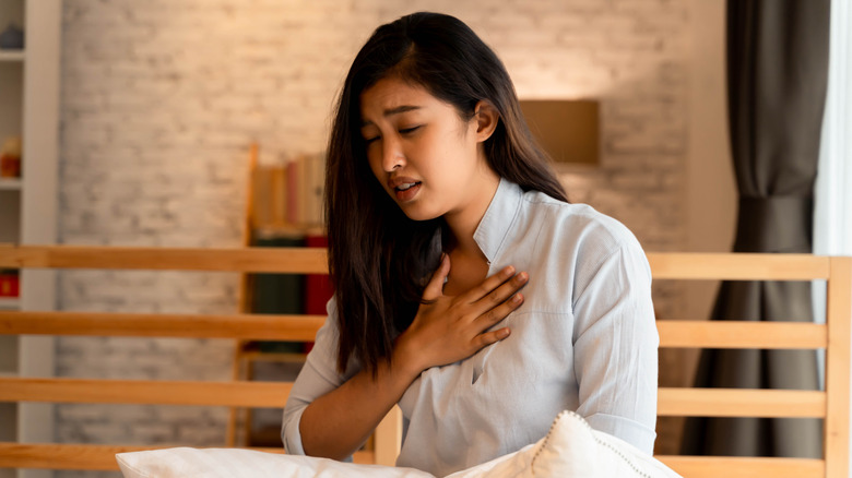 Woman with chest pain