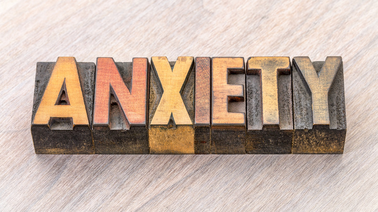 Anxiety spelled out in wooden letters