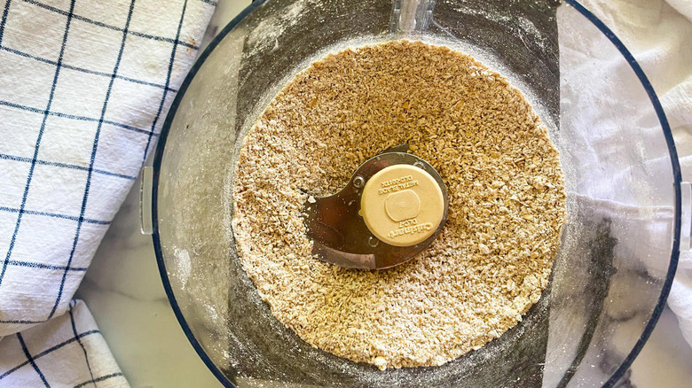 Blended oats in a food processor