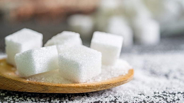 sugar cubes on tray