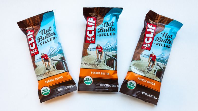 Three peanut butter Clif bars