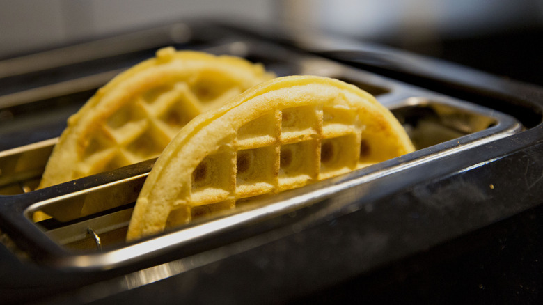 waffles popping out of a toaster