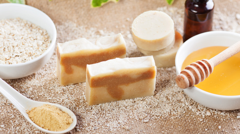 Natural soaps with oatmeal and honey