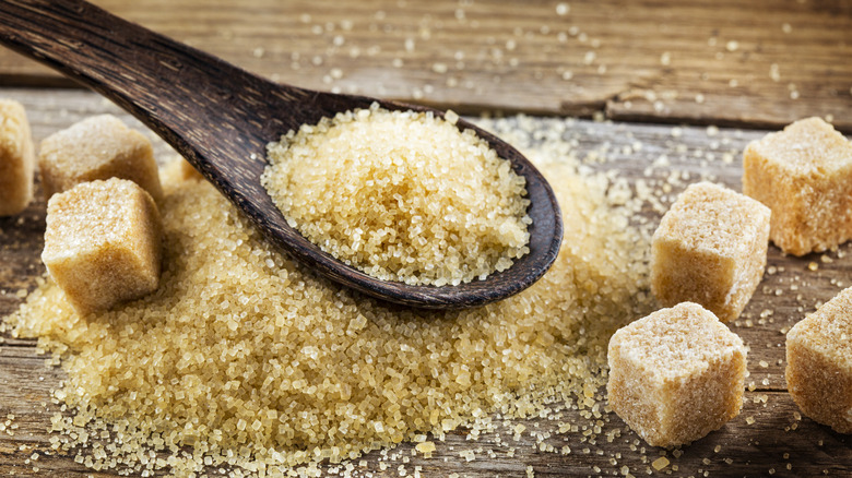 spoonful of natural cane sugar and sugar cubes