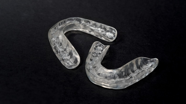 mouth guard on black background