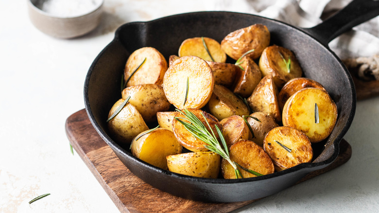 Pan of roasted potatoes