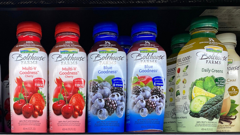 variety of Bolthouse Farm smoothies at a grocery store