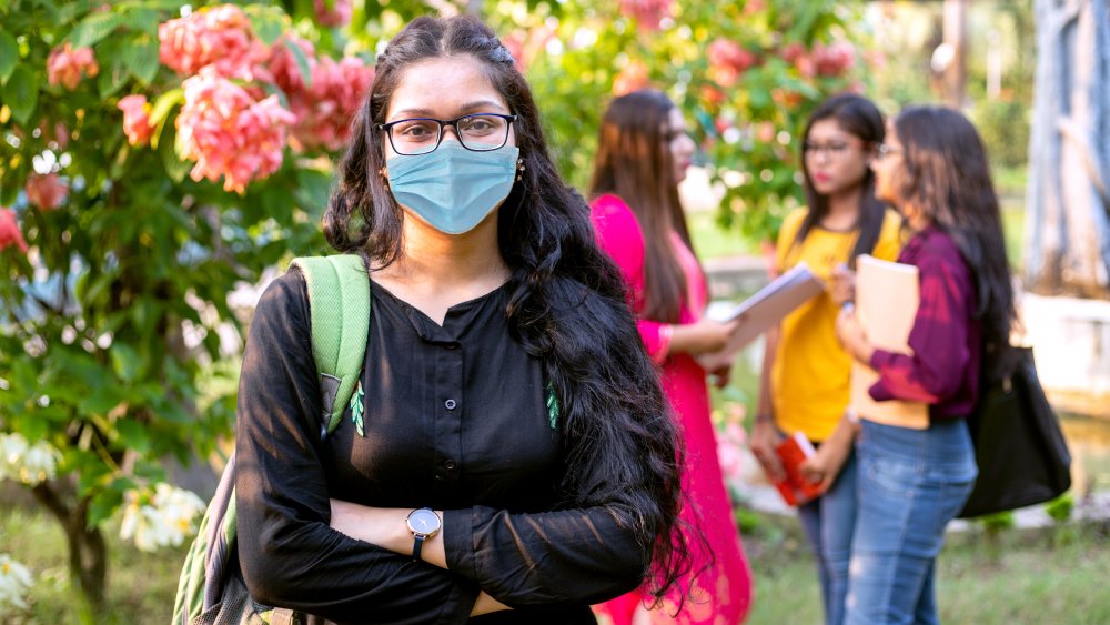 Student with face mask