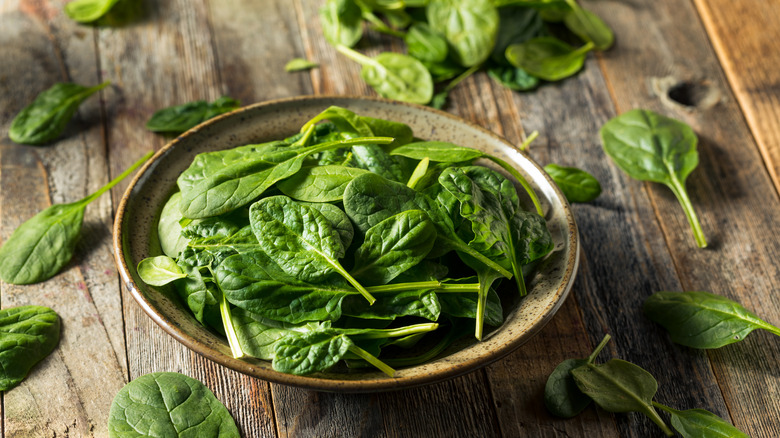 A bowl of fresh spinach