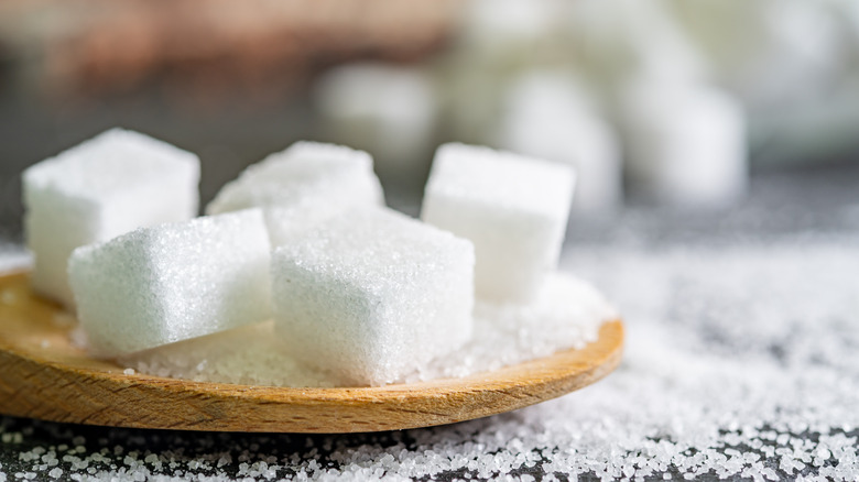 Sugar cubes on a plate