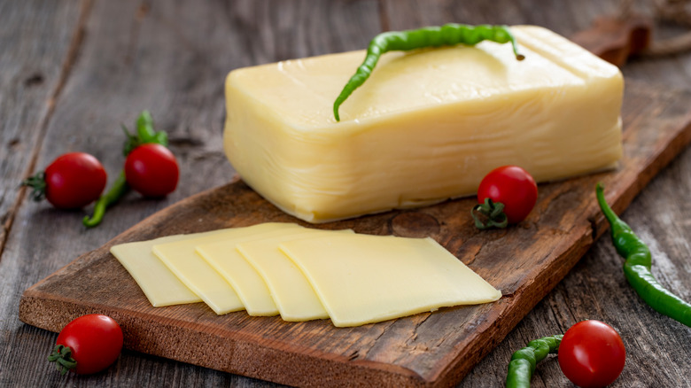 Cheese on a cutting board