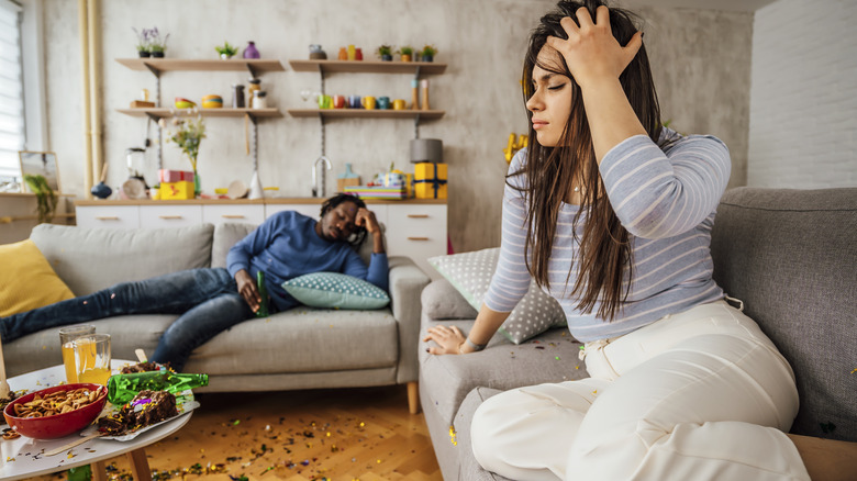 Couple having hangover