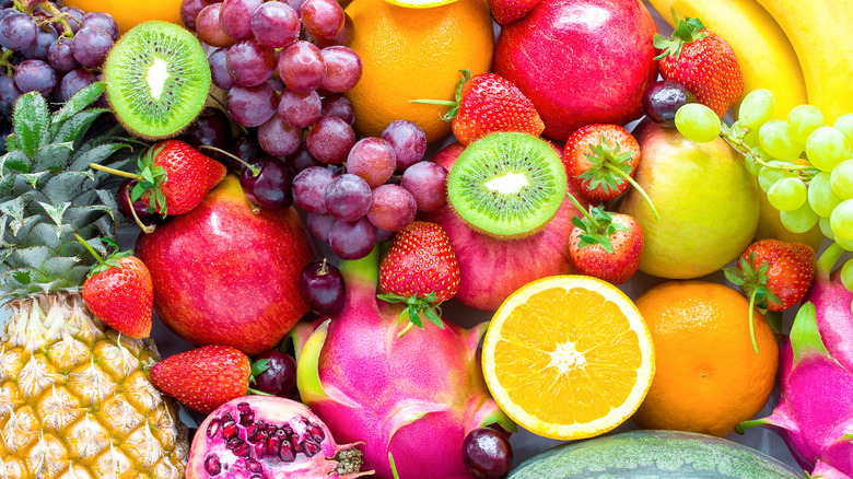 Close up of assorted fruits and vegetables