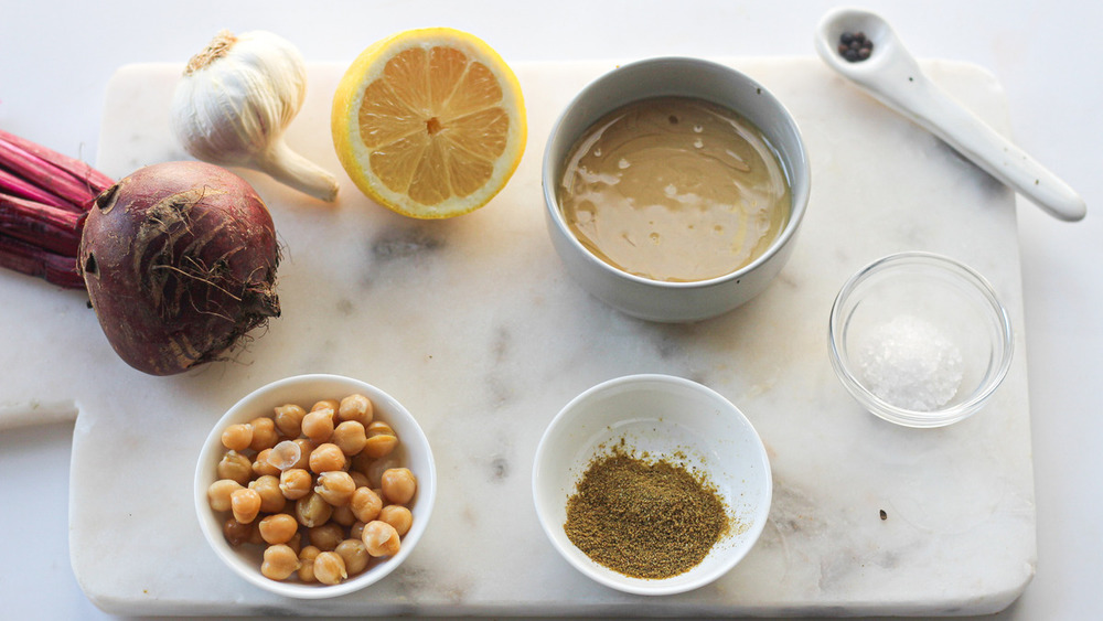 ingredients to make beet hummus