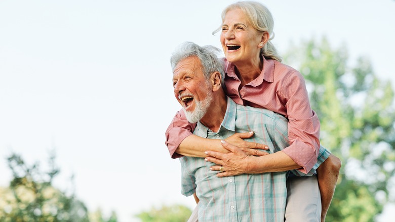 elderly couple in park 