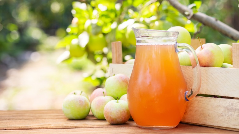 apple juice in pitcher