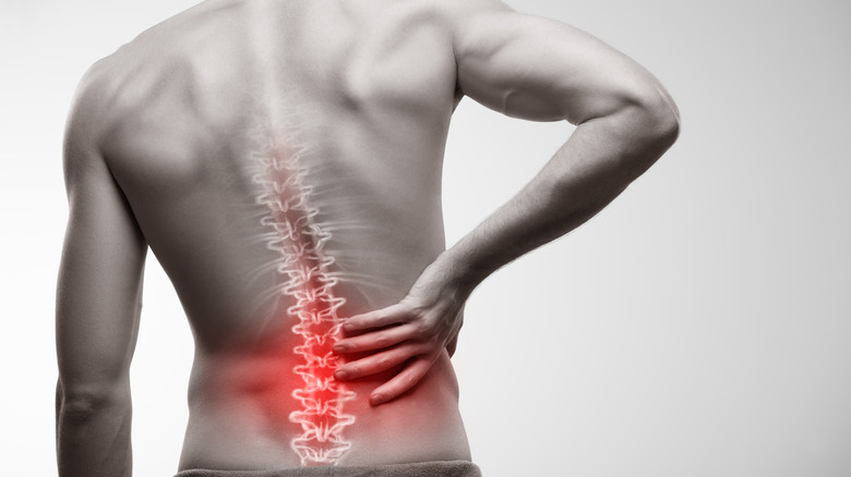 Man with inflamed lumbar spine