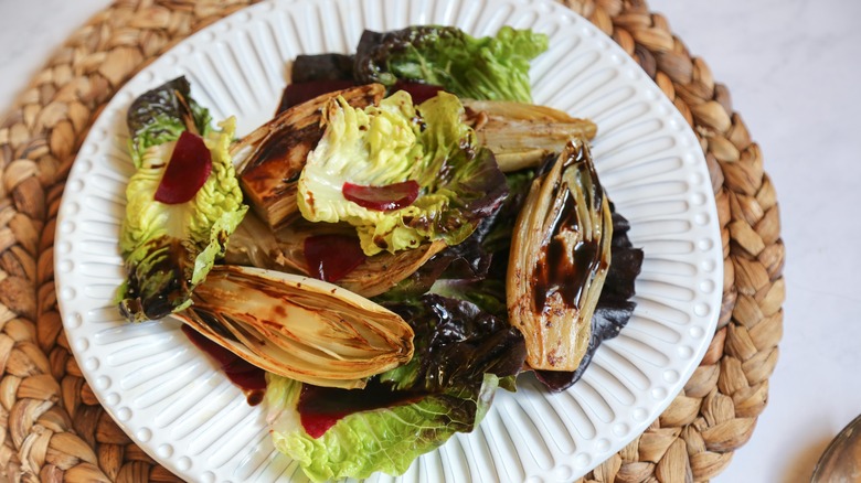 Braised endive salad on a plate 