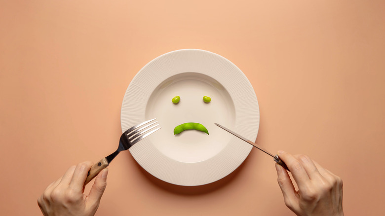 plate with sad face 