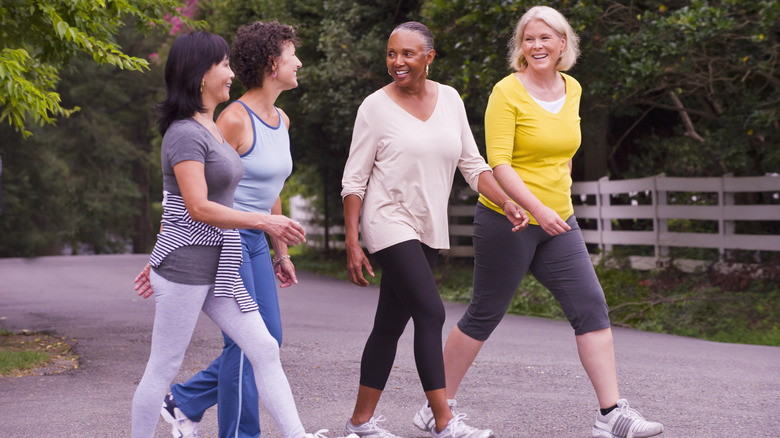 middle-age women walking