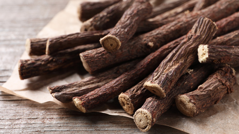 licorice root on table