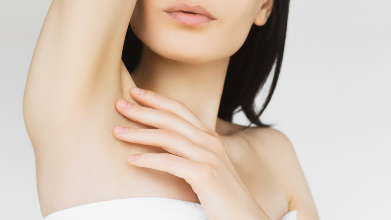 closeup of womans armpit