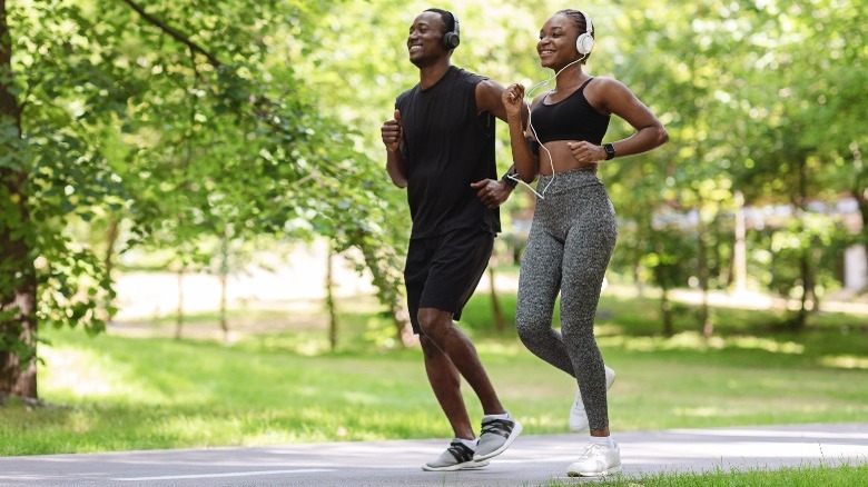 couple running together outside