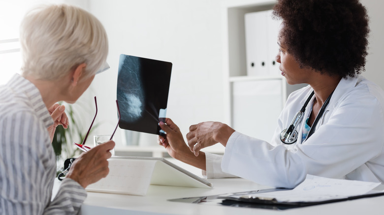 doctor and patient discuss mammogram results