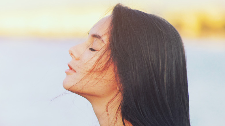 woman relaxing in the sun