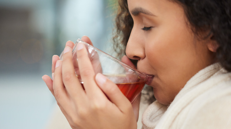 Woman drinking tea