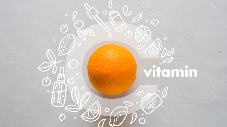 Vitamin C text on top of orange